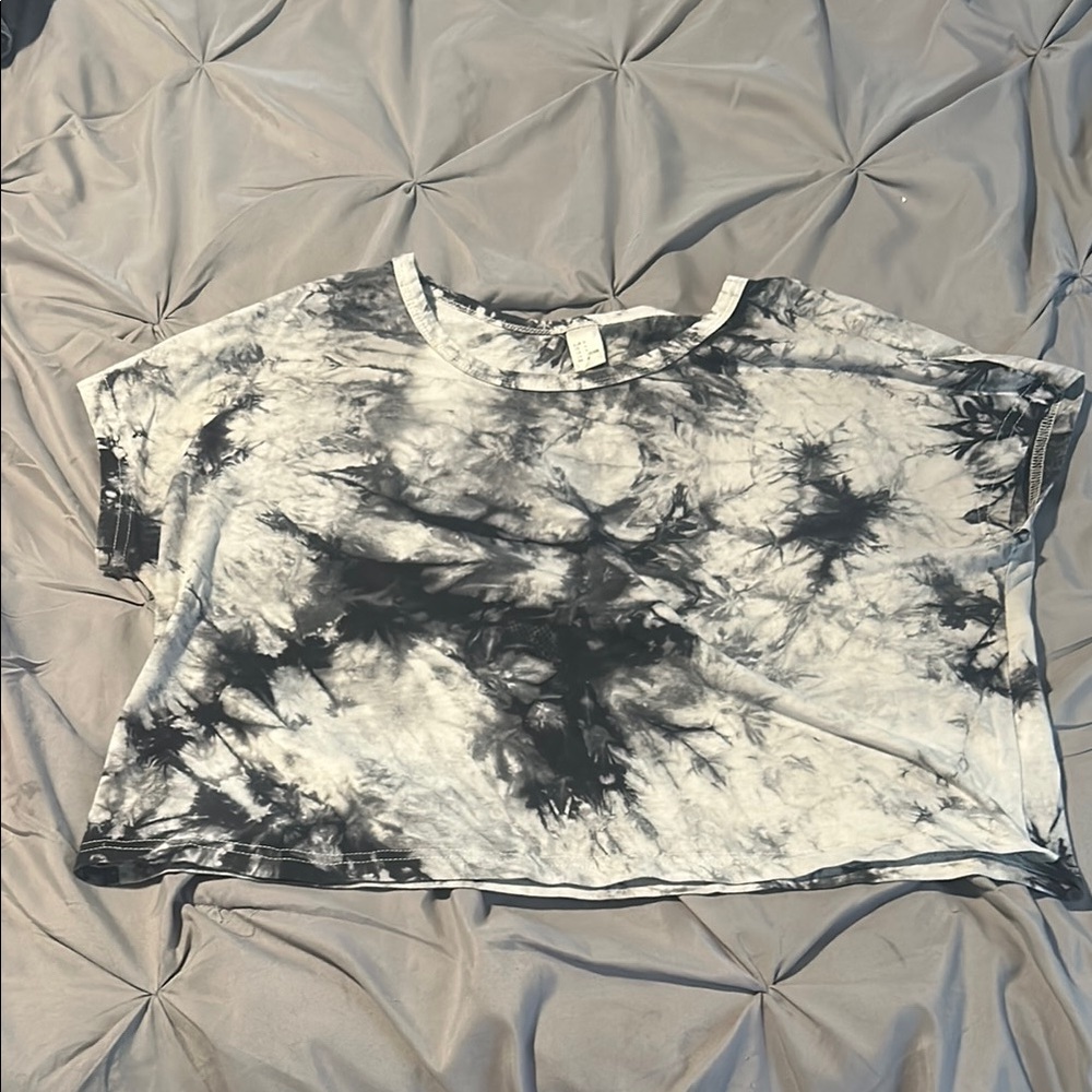 Tie-Dye Women's Top - Black and Gray